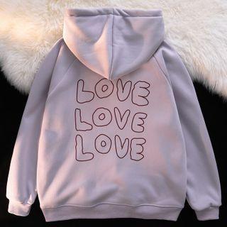 Long-sleeve Heart Print Lettering Hoodie