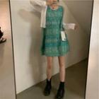 Sleeveless Print A-line Dress / Cardigan