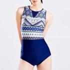 Patterned Panel Swimsuit