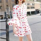 V-neck Printed 3/4-sleeve Playsuit