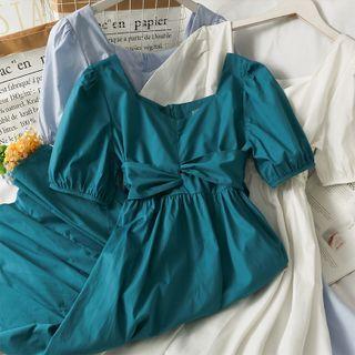 Ribbon-back Twisted Midi Dress