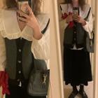 Contrast Trim Button-up Vest