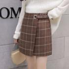 Plaid Flap Mini Skirt