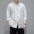 3/4-sleeve Frog-button Shirt