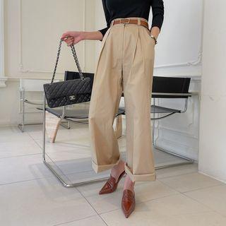 Invert-pleated Wide-leg Pants Beige - One Size