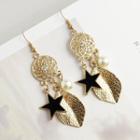 Faux Pearl Star & Leaf Dangle Earring As Shown In Figure - One Size