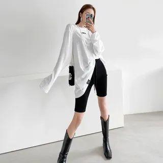 Letter Patch Long T-shirt