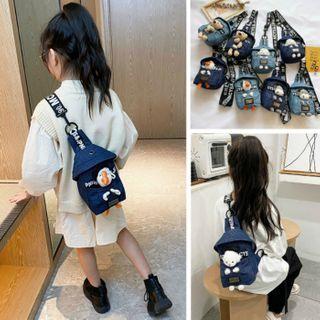 Animal Applique Denim Sling Bag