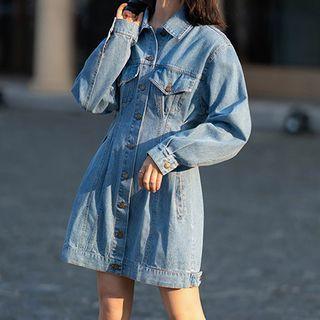 Skinny Single-breasted Denim Dress