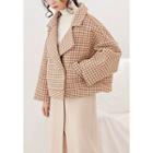 Oversized Cropped Houndstooth Jacket