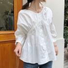 Puff-sleeve Blouse White - One Size