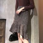 Ruffle Hem Tweed Skirt