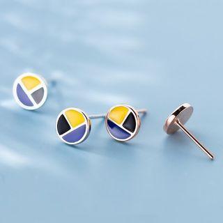 Color Block Sterling Silver Earring