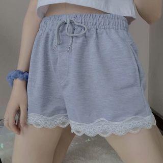 Lace Trim High-waist Shorts