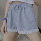 Lace Trim High-waist Shorts