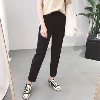 Plain Slit-back Tapered Pants