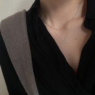 Bar Rhinestone Pendant Layered Necklace