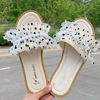 Dotted Ruffle Slide Sandals