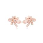Fashion And Elegant Plated Rose Gold Ribbon Cubic Zirconia Stud Earrings Rose Gold - One Size