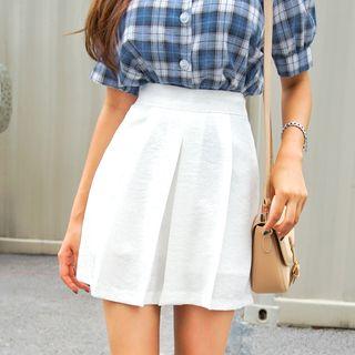 High-waist Pleated-front Skort