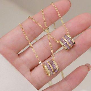 Purple Diamond Necklace As Shown In Figure - One Size