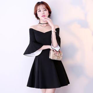 Off-shoulder Bell-sleeve A-line Cocktail Dress