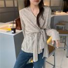 Long-sleeve Wrap T-shirt Oatmeal - One Size