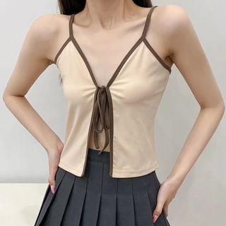 Tie-front Slit Camisole Top