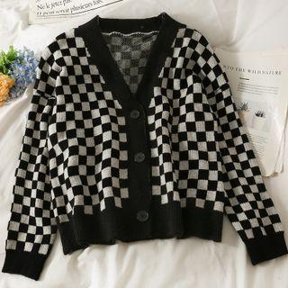 Checkerboard Knit Cardigan