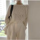 Open Knit Sweater Milky White - One Size