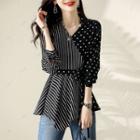 Striped Dotted Panel Blouse