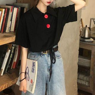 Tied-hem Short Sleeve Polo Shirt