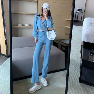 Cropped Zip Hoodie / Wide Leg Pants