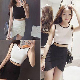 Contrast Trim Cropped Tank Top