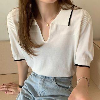 Contrast-trim Short-sleeve Knit Polo Shirt