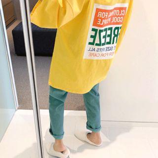 Printed Back Slit-side T-shirt