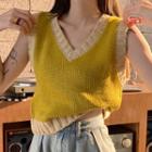 V-neck Sweater Vest Yellow - One Size