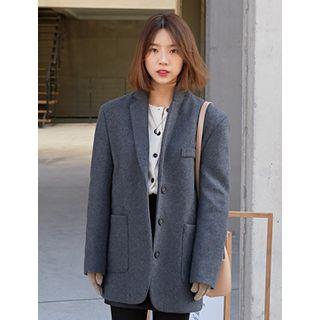 Three-button Boxy-fit Wool Blend Jacket