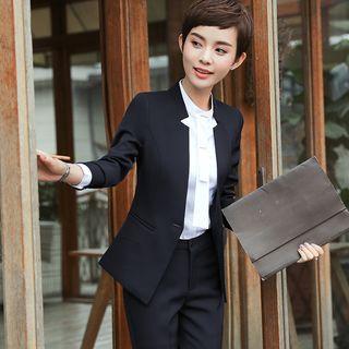 Slim-fit Blazer / Tie Accent Shirt / Pencil Skirt / Dress Pants /set