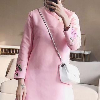 Traditional Chinese Long-sleeve Embroidered Mini Dress
