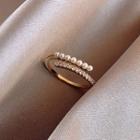 Faux Pearl Rhinestone Alloy Ring Gold - One Size