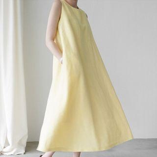 Sleeveless Plain Loose Fit Maxi Dress