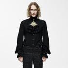 Mock Neck Frilled Embroidery Top