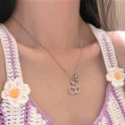 Cherry Flower Pendant Alloy Necklace Silver - One Size