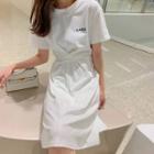 Short-sleeve Lettering Twisted T-shirt Dress