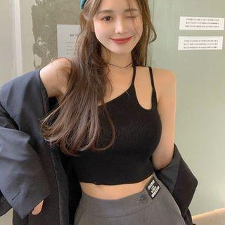 Asymmetrical Cropped Knit Camisole Top