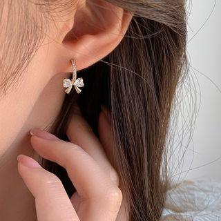 Bow Rhinestone Alloy Dangle Earring 1 Pair - 925silver Earring - Gold - One Size