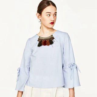 Tasseled Tie-sleeve Top