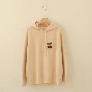 Cherry Ribbed Knit Hoodie