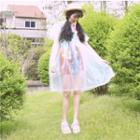 Hologram Mesh Short Sleeve Midi Dress